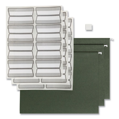 100% Recycled Hanging File Folders with ProTab Kit, Letter Size, 1/3-Cut, Standard Green-(SMD64195)