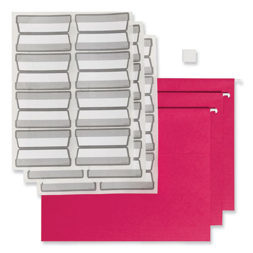 Colored Hanging File Folders with ProTab Kit, Letter Size, 1/3-Cut, Red-(SMD64197)