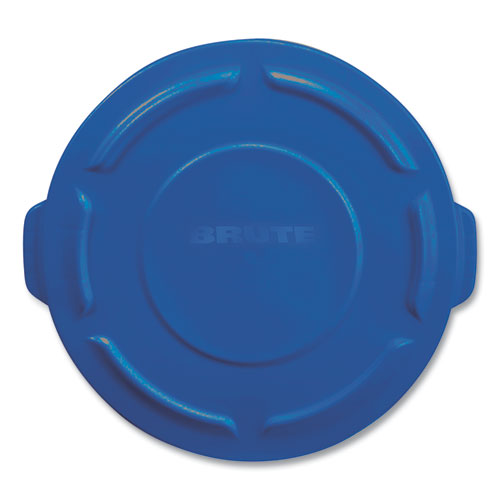 Round Flat Top Lid, for 32 gal Round BRUTE Containers, 22.25" Diameter, Blue-(RCP263100BE)