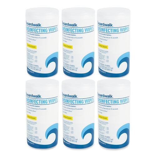 Disinfecting Wipes, 7 x 8, Lemon Scent, 75/Canister, 6 Canisters/Carton-(BWK455W75)