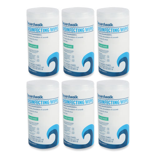 Disinfecting Wipes, 7 x 8, Fresh Scent, 75/Canister, 6 Canisters/Carton-(BWK454W75)