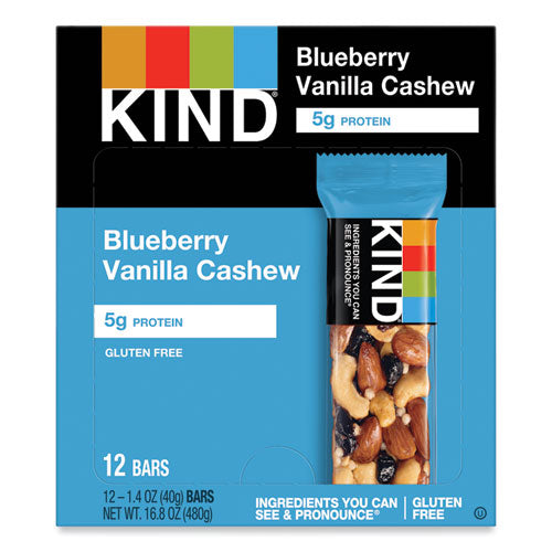 Fruit and Nut Bars, Blueberry Vanilla and Cashew, 1.4 oz Bar, 12/Box-(KND18039)