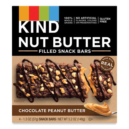 Nut Butter Filled Snack Bars, Chocolate Peanut Butter, 1.3 oz, 4/Pack-(KND26286)