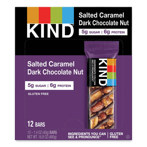 Nuts and Spices Bar, Salted Caramel and Dark Chocolate Nut, 1.4 oz, 12/Pack-(KND26961)