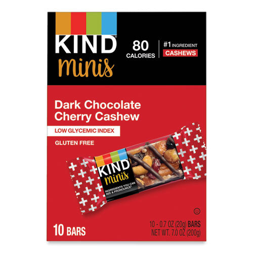 Minis, Dark Chocolate Cherry Cashew, 0.7 oz, 10/Pack-(KND27962)