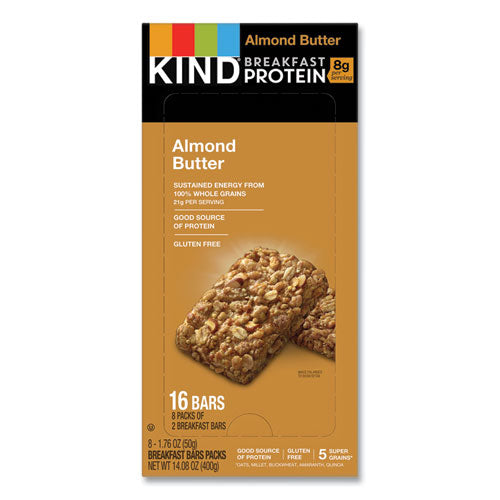 Breakfast Protein Bars, Almond Butter, 50 g Box, 8/Pack-(KND25953)