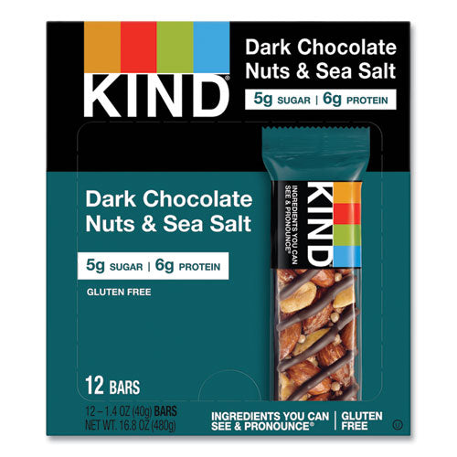 Nuts and Spices Bar, Dark Chocolate Nuts and Sea Salt, 1.4 oz, 12/Box-(KND17851)