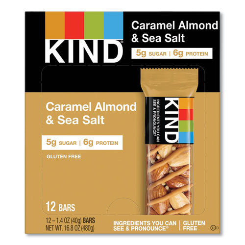 Nuts and Spices Bar, Caramel Almond and Sea Salt, 1.4 oz Bar, 12/Box-(KND18533)