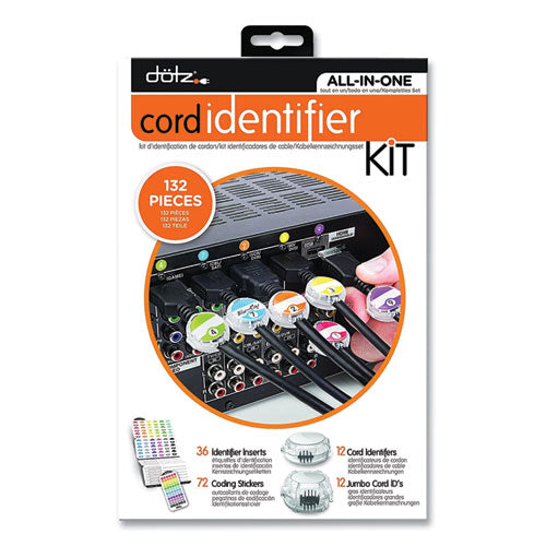 Cord ID Kit, (12) Regular and (12) Jumbo-Sized Cord Identifiers, (72) Color-Coded Stickers, (36) Identifier Inserts-(LEE21205)