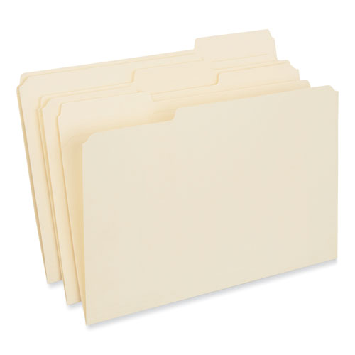 Double-Ply Top Tab Manila File Folders, 1/3-Cut Tabs: Assorted, Legal Size, 0.75" Expansion, Manila, 100/Box-(UNV16123)