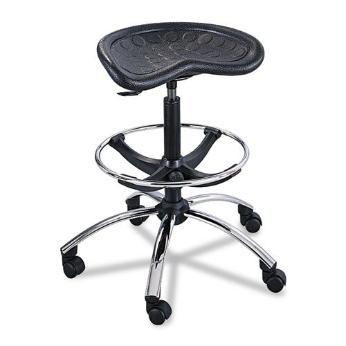 SitStar Stool, Backless, Supports Up to 250 lb, 27" to 34" Seat Height, Black Seat, Black/Chrome Base-(SAF6660BL)