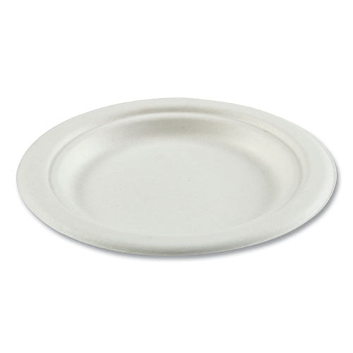 Bagasse PFAS-Free Dinnerware, Plate, 6" dia, White, 1,000/Carton-(BWKPLATEWF6NPFA)
