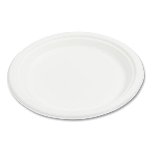 Bagasse PFAS-Free Dinnerware, Plate, 9" dia, White, 500/Carton-(BWKPLATE9NPFA)