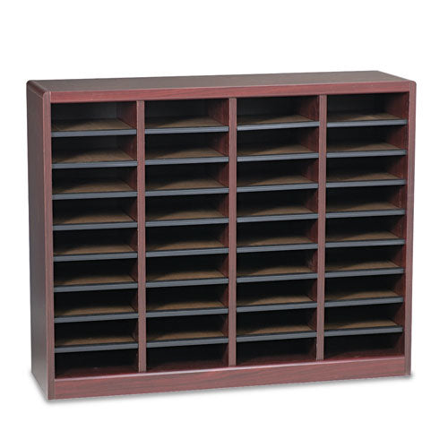 Wood/Fiberboard E-Z Stor Sorter, 36 Compartments, 40 x 11.75 x 32.5, Mahogany-(SAF9321MH)