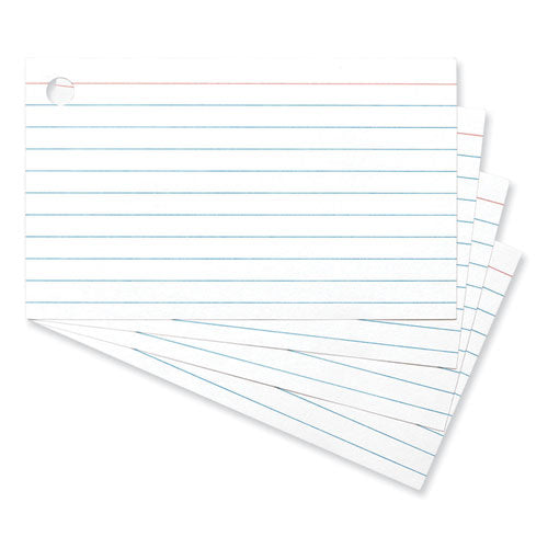 Ring Index Cards, Ruled, 3 x 5, White, 100/Pack-(UNV47300)