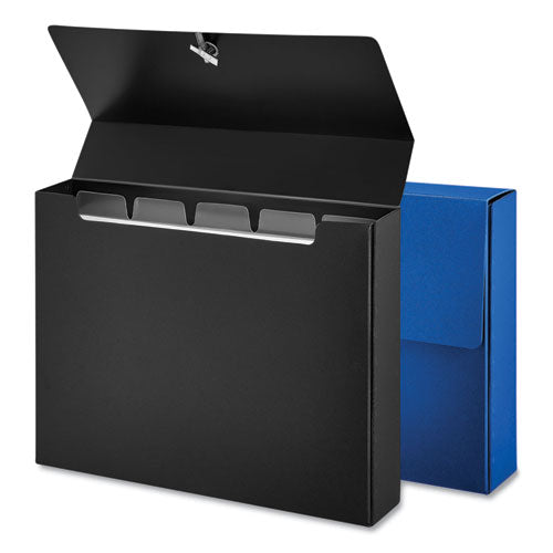 Poly Index Card Box, Holds 100 4 x 6 Cards, 4 x 1.33 x 6, Plastic, Black/Blue, 2/Pack-(UNV47305)