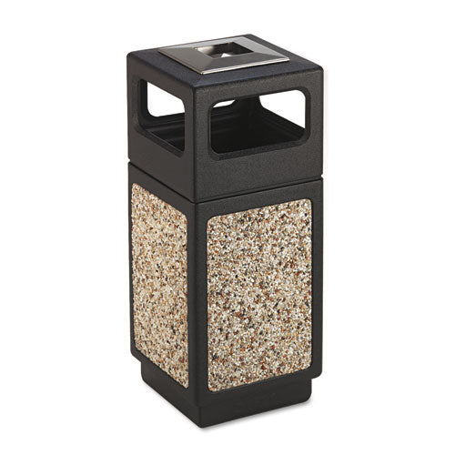Canmeleon Aggregate Panel Receptacles, 15 gal, Polyethylene/Stainless Steel, Black-(SAF9470NC)