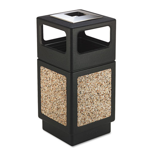 Canmeleon Aggregate Panel Receptacles, 38 gal, Polyethylene/Stainless Steel, Black-(SAF9473NC)