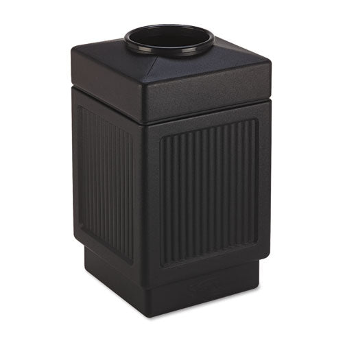 Canmeleon Recessed Panel Receptacles, Top-Open, 38 gal, Polyethylene, Black-(SAF9475BL)