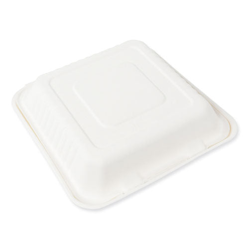 Bagasse PFAS-Free Food Containers, 1-Compartment, 9 x 9 x 3.19, White, Bamboo/Sugarcane, 200/Carton-(RPPHL91NPFA)