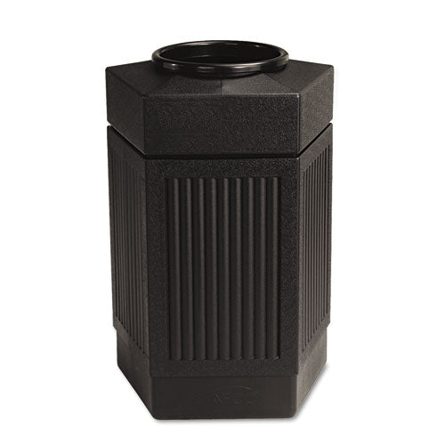 Canmeleon Indoor/Outdoor Pentagon Receptacle, 30 gal, Polyethylene, Black-(SAF9485BL)