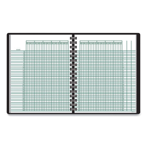 Undated Class Record Book, Nine to 10 Week Term: Two-Page Spread (35 Students), 10.88 x 8.25, Black Cover-(AAG8015005)
