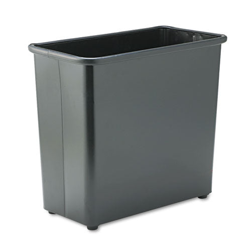 Square and Rectangular Wastebasket, 27.5 qt, Steel, Black-(SAF9616BL)