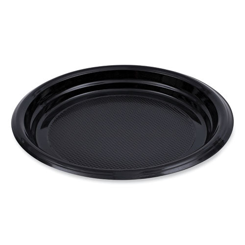 Hi-Impact Plastic Dinnerware, Plate, 9" dia, Black, 500/Carton-(BWKPLTHIPS9BL)