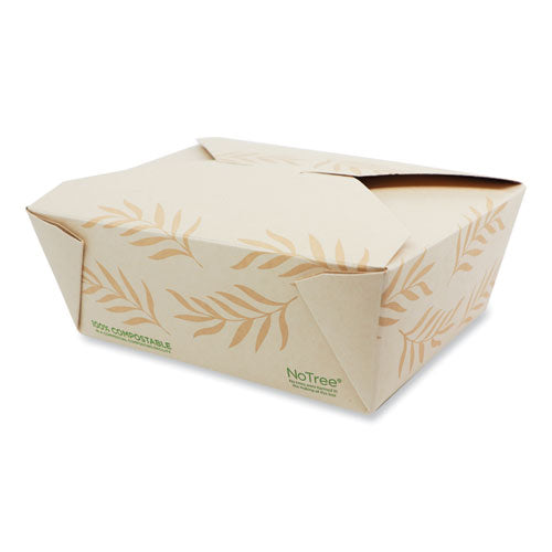 No Tree Folded Takeout Containers, 46 oz, 5.5 x 6.9 x 2.5, Natural, Sugarcane, 300/Carton-(WORTONT8)