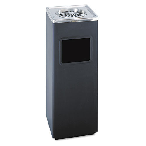 Square Ash N Trash Sandless Urn, 3 gal, Stainless Steel, Black-(SAF9696BL)