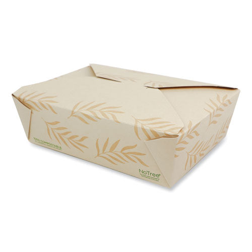 No Tree Folded Takeout Containers, 65 oz, 6.25 x 8.7 x 2.5, Natural, Sugarcane, 200/Carton-(WORTONT3)