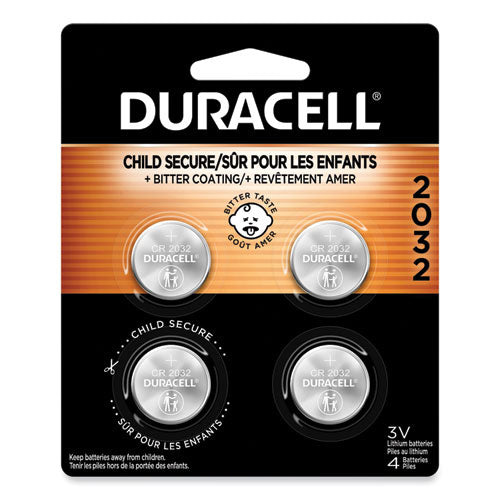 Lithium Coin Batteries With Bitterant, 2032, 4/Pack-(DURDL2032B4PK)