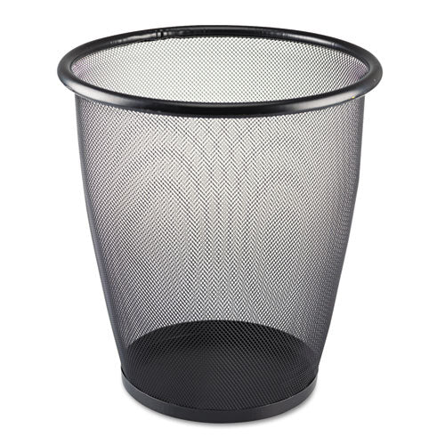 Onyx Round Mesh Wastebaskets, 5 gal, Steel Mesh, Black-(SAF9717BL)