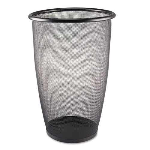 Onyx Round Mesh Wastebaskets, 9 gal, Steel Mesh, Black-(SAF9718BL)