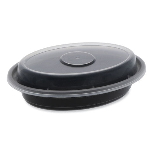 Newspring VERSAtainer Microwavable Containers, Oval, 6 oz, 5.7 x 4 x 1.1, Black/Clear, Plastic, 150/Carton-(PCTOC06B)