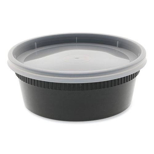 Newspring DELItainer Microwavable Container, 8 oz, 4.55 x 4.55 x 1.8, Black/Clear, Plastic, 240/Carton-(PCTYL2508B)