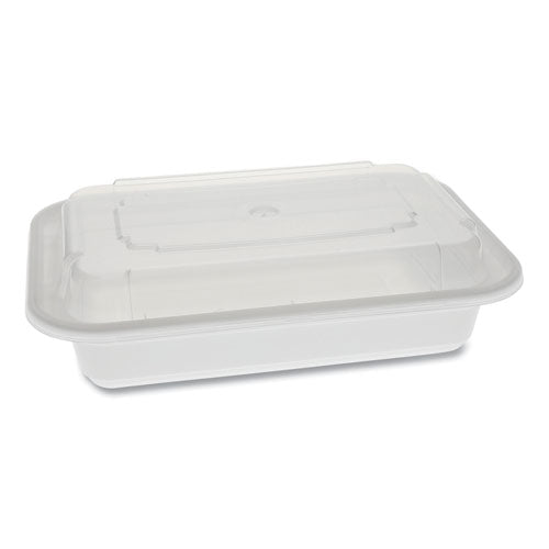 Newspring VERSAtainer Microwavable Containers, Rectangular, 16 oz, 5 x 7.25 x 2, White/Clear, Plastic, 150/Carton-(PCTNC8168)