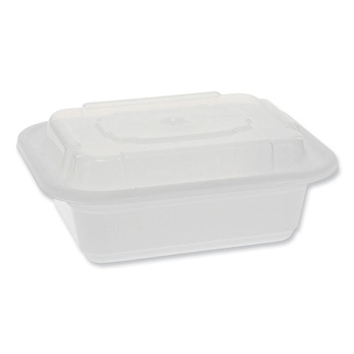 Newspring VERSAtainer Microwavable Containers, Rectangular, 12 oz, 4.5 x 5.5 x 2.12, White/Clear, Plastic, 150/Carton-(PCTNC818)