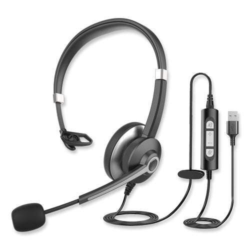 IVR70001 Monaural Over The Head Headset, Black/Silver-(IVR70001)