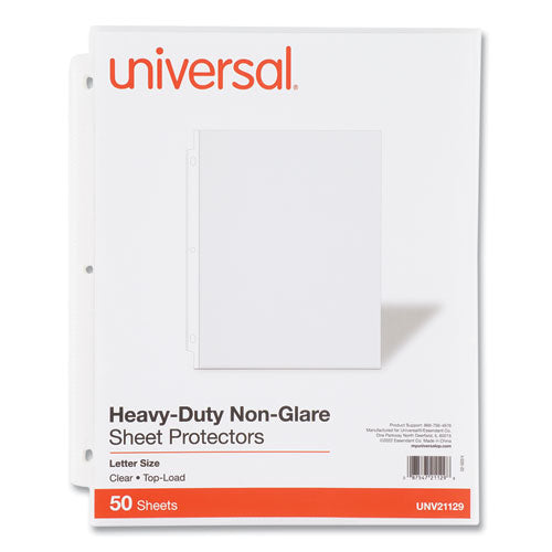 Top-Load Poly Sheet Protectors, Heavy Gauge, Nonglare, Clear 50/Pack-(UNV21129)