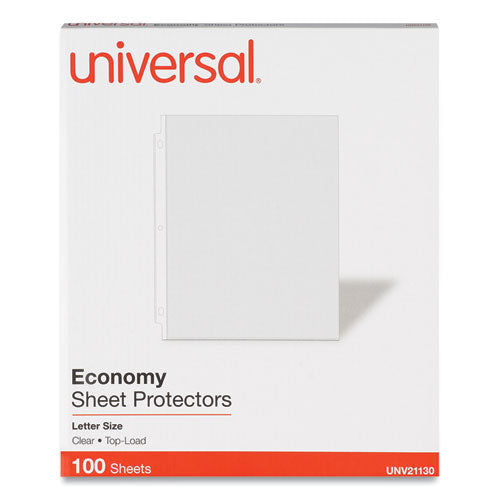 Top-Load Poly Sheet Protectors, Economy, Letter, 100/Box-(UNV21130)
