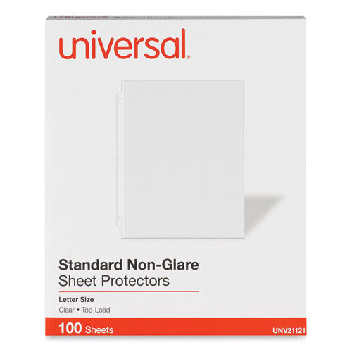 Standard Sheet Protector, Standard, 8.5 x 11, Clear, Non-Glare, 100/Box-(UNV21121)