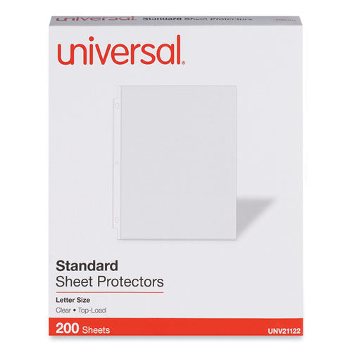 Standard Sheet Protector, Standard, 8.5 x 11, Clear, 200/Box-(UNV21122)