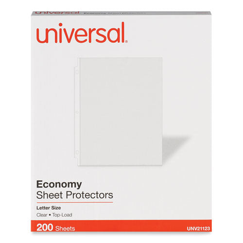 Standard Sheet Protector, Economy, 8.5 x 11, Clear, 200/Box-(UNV21123)