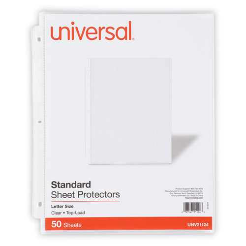 Top-Load Poly Sheet Protectors, Standard Gauge, Letter, Clear, 50/Pack-(UNV21124)