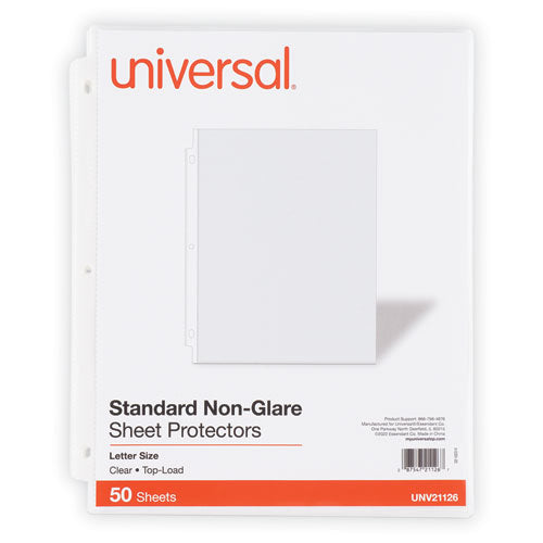 Top-Load Poly Sheet Protectors, Std Gauge, Nonglare, Clear, 50/Pack-(UNV21126)