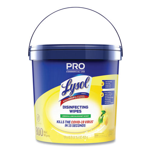 Professional Disinfecting Wipe Bucket, 1-Ply, 6 x 8, Lemon and Lime Blossom, White, 800 Wipes-(RAC99856EA)