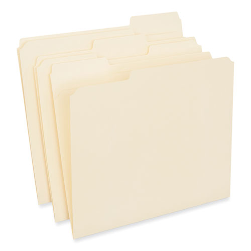 Reinforced Top Tab File Folders, 1/3-Cut Tabs: Assorted, Letter Size, 0.75" Expansion, Manila, 250/Carton-(UNV18102)