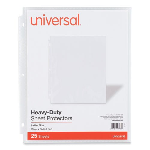 Side-Load Poly Sheet Protectors, Heavy Gauge, Letter Size, Clear, 25/Pack-(UNV21136)