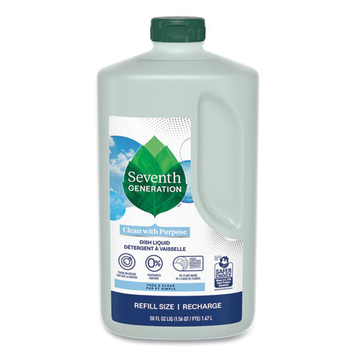 Natural Dishwashing Liquid, Free and Clear, 50 oz Bottle, 3/Carton-(SEV22724CT)